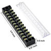 Picture of 10pcs (5 Sets) 12 Positions Dual Row 600V 15A Screw Terminal Strip Blocks with Cover + 400V 15A 12 Positions Pre-Insulated Terminals Barrier Strip (Black & Red) by MILAPEAK