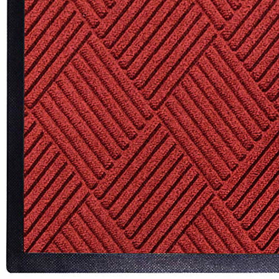 Picture of WaterHog Diamond | Commercial-Grade Entrance Mat with Rubber Border - Indoor/Outdoor, Quick Drying, Stain Resistant Door Mat (Solid Red, 3' x 5')