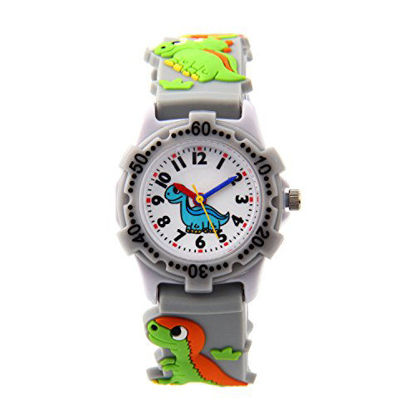 Picture of ELEOPTION Waterproof Kid Girls Boys Toddlers 3D Cute Cartoon Silicone Time Teacher Gift for Little Kids Boys Girls Children Birthday Gift, A Dinosaur - Grey