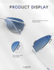 Picture of LUENX Aviator Sunglasses for Mens Womens Polarized Gradient Blue Lens Metal Silver Frame 60mm