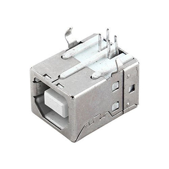 Picture of uxcell Shielded USB Type B Female Port 4 Pins PCB Mount Jack Connector Silver Tone