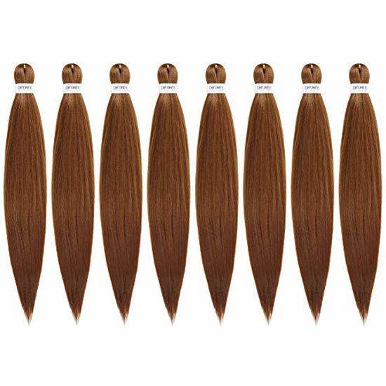 Picture of Pre-stretched Braiding Hair Brown 24"-8 packs/lot Hot Water Setting Synthetic Fiber Crochet Braids Crochet Hair Braiding Hair Extension (#30)