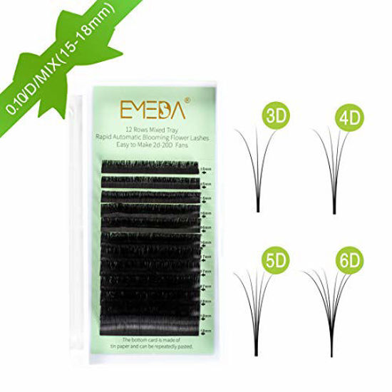 Picture of easy to Fan Volume Lashes 2D~10D Volume Eyelash Extensions Easy Fan Rapid Automatic Blooming Flowers Eye Lash Extension D Curl .10 15mm 16mm 17mm 18mm Mixed Tray 0.10 Lashes(12 Rows 0.10mm D 15-18mm)