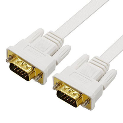 Picture of DTECH Long Flat 65 Feet VGA Cable Male to Male 1080p High Resolution Computer Monitor Cord - White -20m