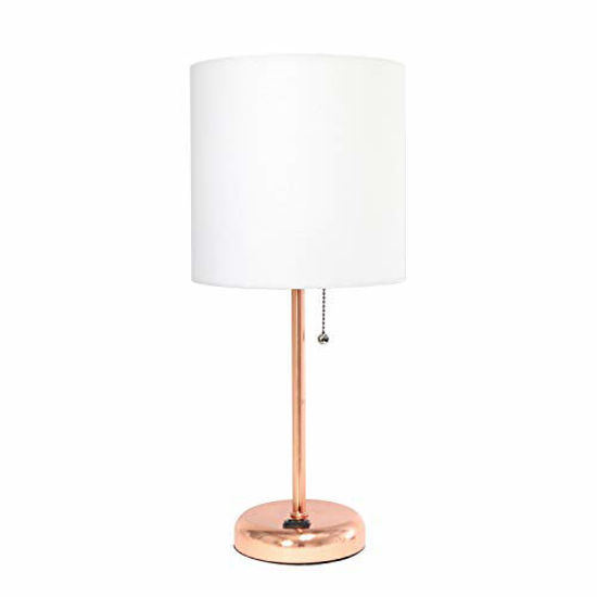 Picture of Limelights LT2024-RGD Stick Charging Outlet Table Lamp, Rose Gold/White