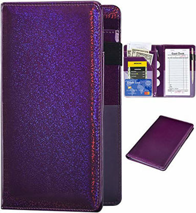 Picture of Server Books for Waitress - Glitter Leather Waiter Book Server Wallet with Zipper Pocket, Cute Waitress Book&Waitstaff Organizer with Money Pocket Fit Server Apron (Glitter Purple)