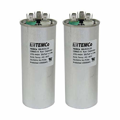 Picture of TEMCo 50+5 uf/MFD 370-440 VAC Volts Round Dual Run Capacitor 50/60 Hz AC Electric - Lot -2