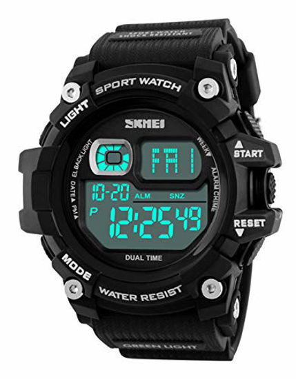 GetUSCart Men Military Sport Watch Fashion Multifunction Digital Watches Alarm Stopwatch Waterproof LED Wristwatch 229 Black