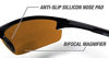 Picture of Renegade Patented Bifocal Polarized Reader Half Rim Men's Fishing Sunglasses 100% UV Protection with Microfiber Bag (Matt Black Frame, Brown Lens - 613649, Bifocal +2.50)