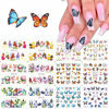 Picture of Butterfly Nail Art Stickers, 12Pcs Water Transfer Nail Decals Flowers Butterfly Designs Colorful Butterflies Nail Art Foils for DIY Nails Design Manicure Tips Nail Art Decor