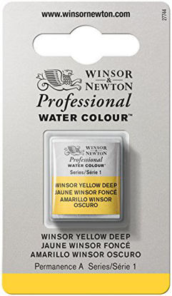 Picture of Winsor & Newton Professional Water Colour Paint, Half Pan, Winsor Yellow Deep