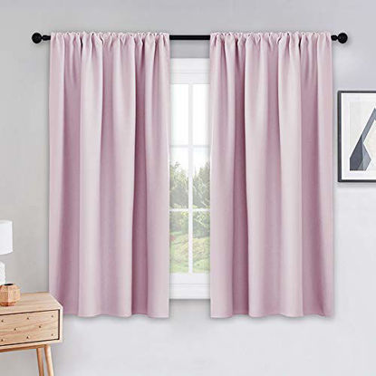 Picture of PONY DANCE 54 Window Curtains - 42 x 54 inches Light Pink Curtain Draperies Rod Pocket Top Thermal Insulated Home Decoration for Girls Bedroom Soft Touch Fabric, Sold as 2 Panels