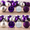 Picture of GameXcel 24Pcs Christmas Balls Ornaments for Xmas Tree - Shatterproof Christmas Tree Decorations Large Hanging Ball Purple & Silver 2.5" x 24 Pack