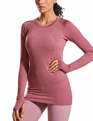 CRZ YOGA Seamless Long Sleeve Shirts for Women Ribbed Workout X