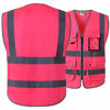 Picture of JKSafety 9 Pockets Class 2 High Visibility Zipper Front Safety Vest With Reflective Strips, Meets ANSI/ISEA Standards (XX-Large, Pink)