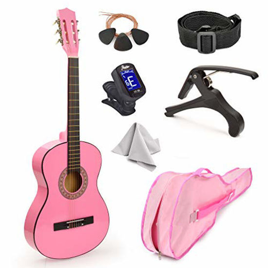 Picture of 30" Wood Guitar with Case and Accessories for Kids/Girls/Boys/Beginners (Pink)