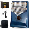 Picture of Moozica 17 Keys Kalimba Thumb Piano, Solid Mahogany Wood Professional Marimba Mbira with Piano Lacquer Finishing Musical Instrument Gift (Blue-K17BP(EQ))