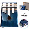 Picture of Moozica 17 Keys Kalimba Thumb Piano, Solid Mahogany Wood Professional Marimba Mbira with Piano Lacquer Finishing Musical Instrument Gift (Blue-K17BP(EQ))