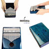 Picture of Moozica 17 Keys Kalimba Thumb Piano, Solid Mahogany Wood Professional Marimba Mbira with Piano Lacquer Finishing Musical Instrument Gift (Blue-K17BP(EQ))