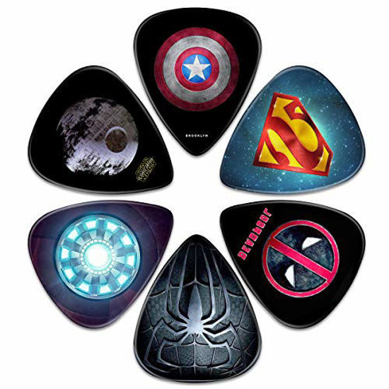 Picture of Guitar Picks - Surmoler 6 Pack Universal Plastic Guitar Picks for Acoustic and Electric Guitar (Hero)