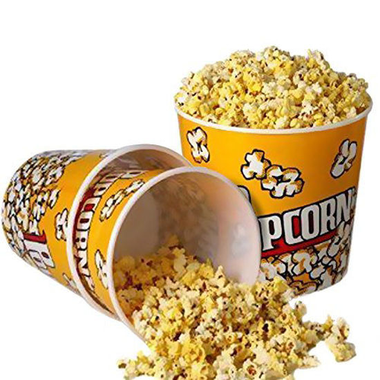 Picture of Novelty Place] Retro Style Plastic Popcorn Containers for Movie Night - 7.25" Tall x 7.25" Top Diameter (6 Pack)