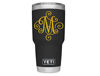 Picture of ViaVinyl Monogram die cut decal/sticker. CLICK FOR COLOR/LETTER OPTIONS. AVAILABLE IN FOUR COLORS AND ALL LETTERS A-Z! Great for windows, Yeti and RTIC tumblers, Macbooks and more! (Letter"M", Gold)