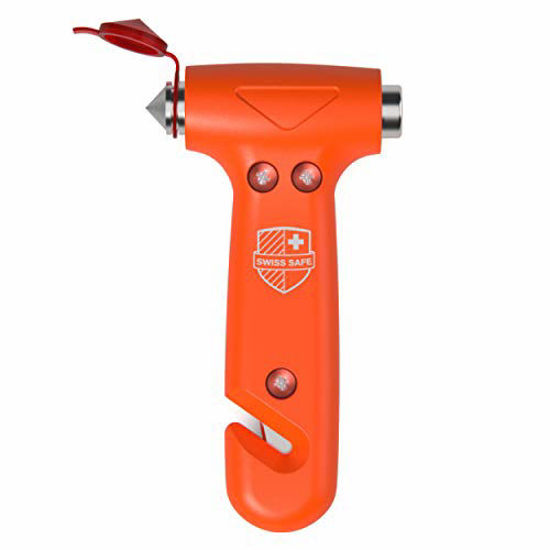 Picture of Swiss Safe 5-in-1 Car Safety Hammer: Emergency Escape Tool with Car Window Breaker and Seatbelt Cutter for First Responders and Roadside Safety Kits