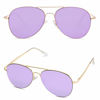 Picture of SOJOS Classic Aviator Mirrored Flat Lens Sunglasses Metal Frame with Spring Hinges SJ1030 with Gold Frame/Purple Mirrored Lens