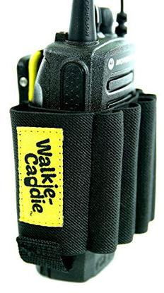 Picture of Walkie Caddie (Yellow) - Accessory Pouch for Walkie Talkies | for Motorola CP 200 and most other Walkie Talkies | Black with Yellow Bungee
