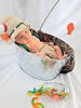 Picture of Pinbo Baby Photography Prop Crochet Fishing Fisherman & Fish Hat Diaper Shoes