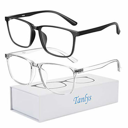 Picture of Tanlys 2 Pack Blue Light Blocking Glasses for Computer Eye Strain [Dry Eye & Sour Eye], Anti UV Reduce Headache Classic Bluelight Blocker Glasses Men Women
