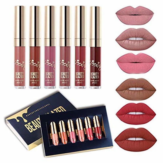 Picture of 6 PCS Matte Liquid Lipstick set Waterproof Long Lasting Birthday Edition Durable Liquid Lipgloss Beauty Cosmetics Makeup Set