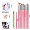 Picture of Nail Pen Designer, Teenitor Stamp Nail Art Tool with 15pcs Nail Painting Brushes, Nail Dotting Tool, Nail Foil, Manicure Tape, Color Rhinestones for Nails