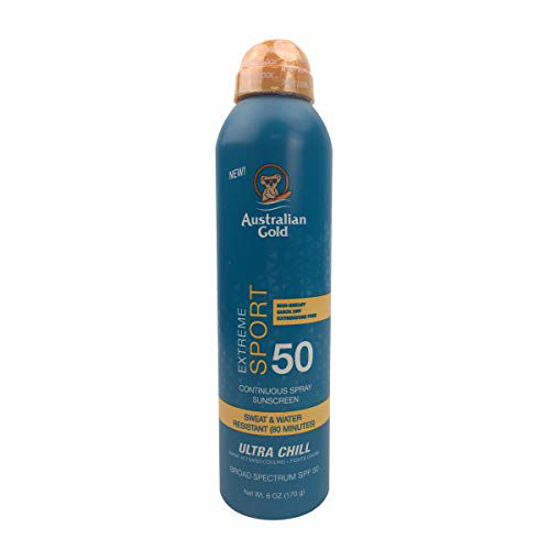 Picture of Australian Gold Extreme Sport Continuous Spray Sunscreen SPF 50 (Broad Spectrum/Sweat & Water Resistant/Non-Greasy/Oxybenzone Free/Cruelty Free), Sport - New, Coastal Breeze, 6 Oz