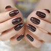 Picture of CoolNail Coffin Nails Dark Coffee Brown Ballerinas False Fake Nails Chocolate Square Head Ballerina Full Cover UV Finger Nail Art Tips