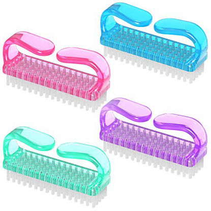 Picture of Handle Grip Nail Brush, Larbois Fingernail Scrub Cleaning Brushes for Toes and Nails Cleaner Pedicure Brushes for Men and Women (4 Pack) (Color-1)