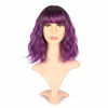 Picture of VCKOVCKO Ombre Color Natural Wavy Bob Wig With Air Bangs Short Bob Wigs Women's Shoulder Length Wigs Black to Purple Curly Wavy Synthetic Cosplay for Girl Colorful Wigs(12", Black to Purple)