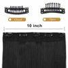 Picture of REECHO 24" 1-pack 3/4 Full Head Straight Clips in on Synthetic Hair Extensions Hair pieces for Women 5 Clips 5.0 Oz Per Piece - Natural Black