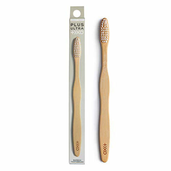 Picture of PLUS ULTRA Bamboo Toothbrush | PLUS ULTRA Logo Etched on Toothbrush Handle | Eco-Friendly and Biodegradable Toothbrush Handle with Dentist Designed Bristles | Soft Toothbrush and BPA Free