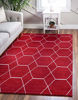 Picture of Unique Loom Trellis Frieze Collection Lattice Moroccan Geometric Modern Red Area Rug (3' 3 x 5' 3)