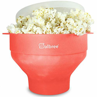 Picture of Original Salbree Microwave Popcorn Popper, Silicone Popcorn Maker, Collapsible Bowl - The Most Colors Available (Coral)