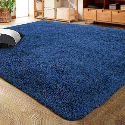 Picture of LOCHAS Ultra Soft Indoor Modern Area Rugs Fluffy Living Room Carpets for Children Bedroom Home Decor Nursery Rug 5.3x7.5 Feet, Light Navy