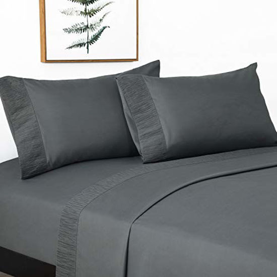 Picture of Bedsure Full Size Sheets Set Grey - Soft 1800 Bedding Microfiber Sheets for Full Size Bed - Wrinkle, Fade, Stain Resistant - 4 Pieces