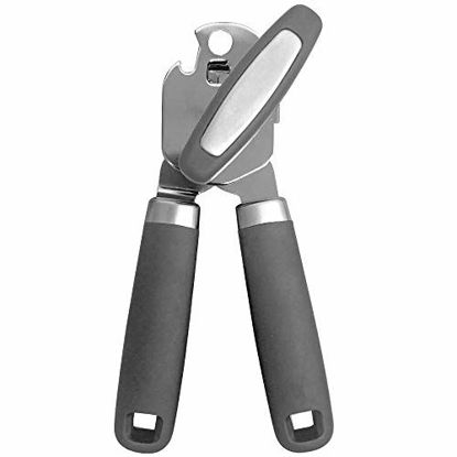 Picture of Gorilla Grip Original Premium Manual Can Opener, Comfortable Grip, Oversized Easy Turn Knob, Smooth Edges, Hangs for Convenient Storage, Built in Bottle Opener, Sharp Blades Easily Open Tin Cans, Gray