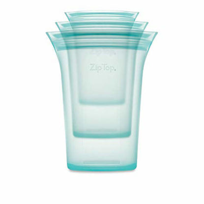 Picture of Zip Top Reusable 100% Silicone Food Storage Bags and Containers - 3 Cup Set - Teal