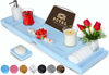 Picture of ROYAL CRAFT WOOD Luxury Bathtub Caddy Tray - Limited Edition, Bonus Free Soap Holder (Blue)