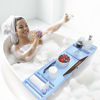 Picture of ROYAL CRAFT WOOD Luxury Bathtub Caddy Tray - Limited Edition, Bonus Free Soap Holder (Blue)