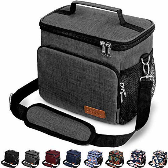 Picture of Insulated Lunch Bag for Women/Men - Reusable Lunch Box for Office Work School Picnic Beach - Leakproof Cooler Tote Bag Freezable Lunch Bag with Adjustable Shoulder Strap for Kids/Adult - Charcoal