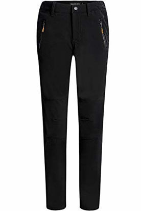 Picture of Camii Mia Women's Winter Warm Outdoor Slim Windproof Waterproof Ski Snow Fleece Hiking Pants (34W x 30L, Black)