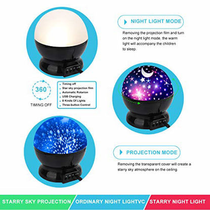 Picture of MOKOQI Star Projector Night Lights for Kids, Fun Gifts for 1-4-6-14 Year Old Girl and Boy, Projection Lamp for Kids Bedroom, Glow in The Dark Stars and Moon for Child Asleep Peacefully (Black)